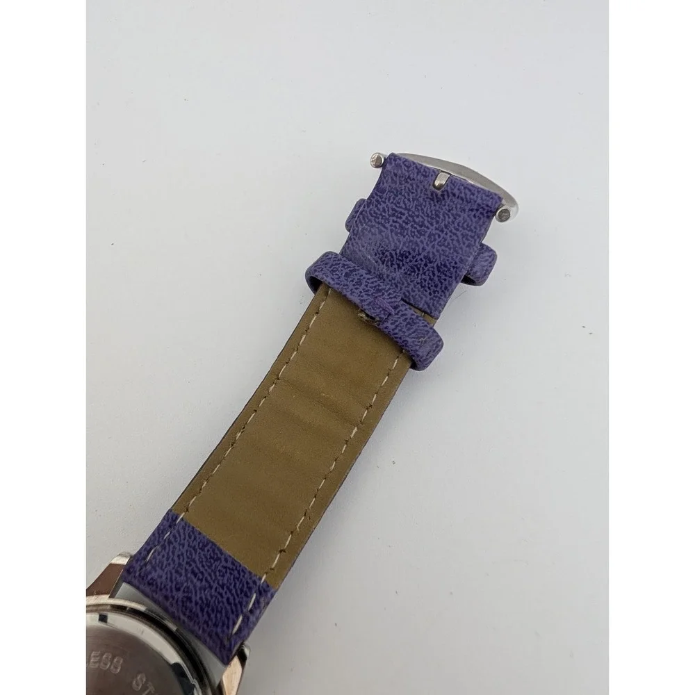 Avon Spring Fling Watch Women 32mm Silver Case Purple‎ Band- New Battery